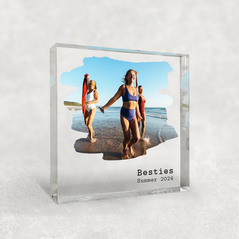 Personalized Acrylic Photo Block with Custom Message – Freestanding Keepsake Gift - Image 1