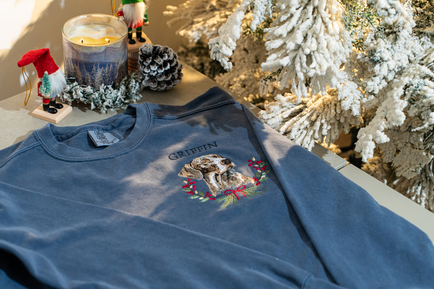 Custom Embroidered Pet Portrait Sweatshirt / Hoodie / T-Shirt
