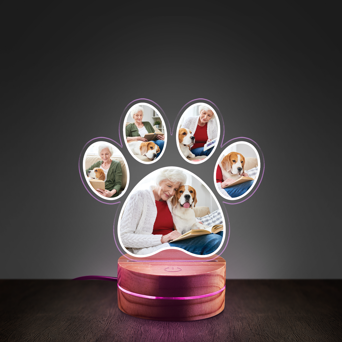 Custom Pet Photo Paw Night Light