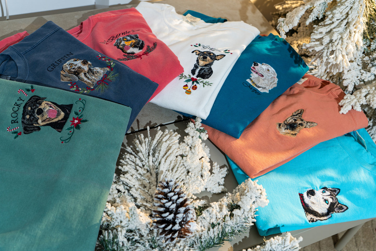 Custom Embroidered Pet Portrait Sweatshirt / Hoodie / T-Shirt