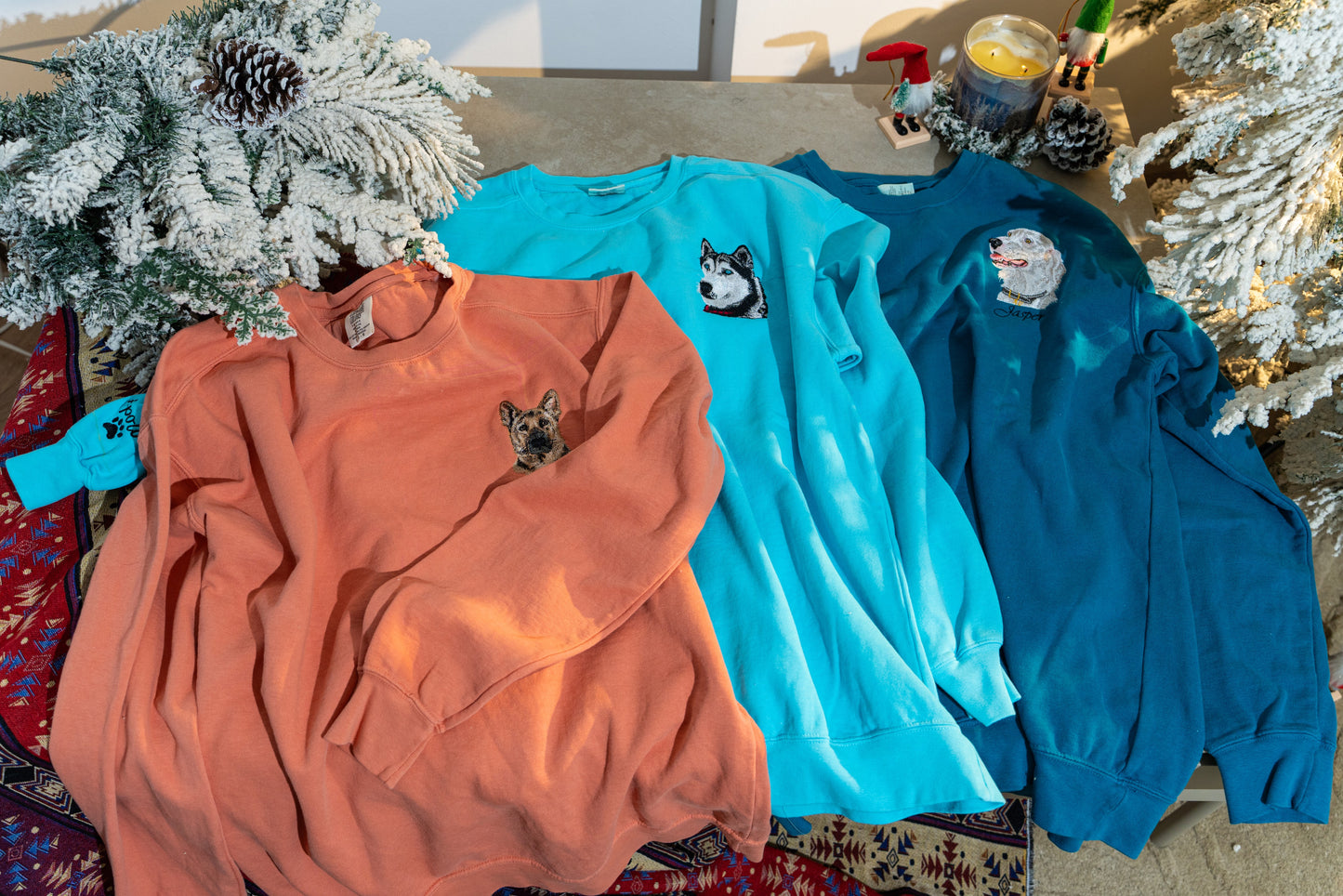 Custom Embroidered Pet Portrait Sweatshirt / Hoodie / T-Shirt
