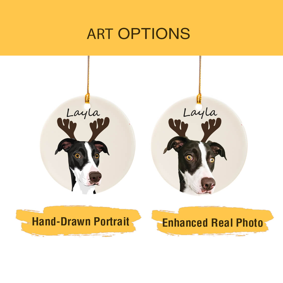 Custom Pet Portrait Ceramic Circle Ornament