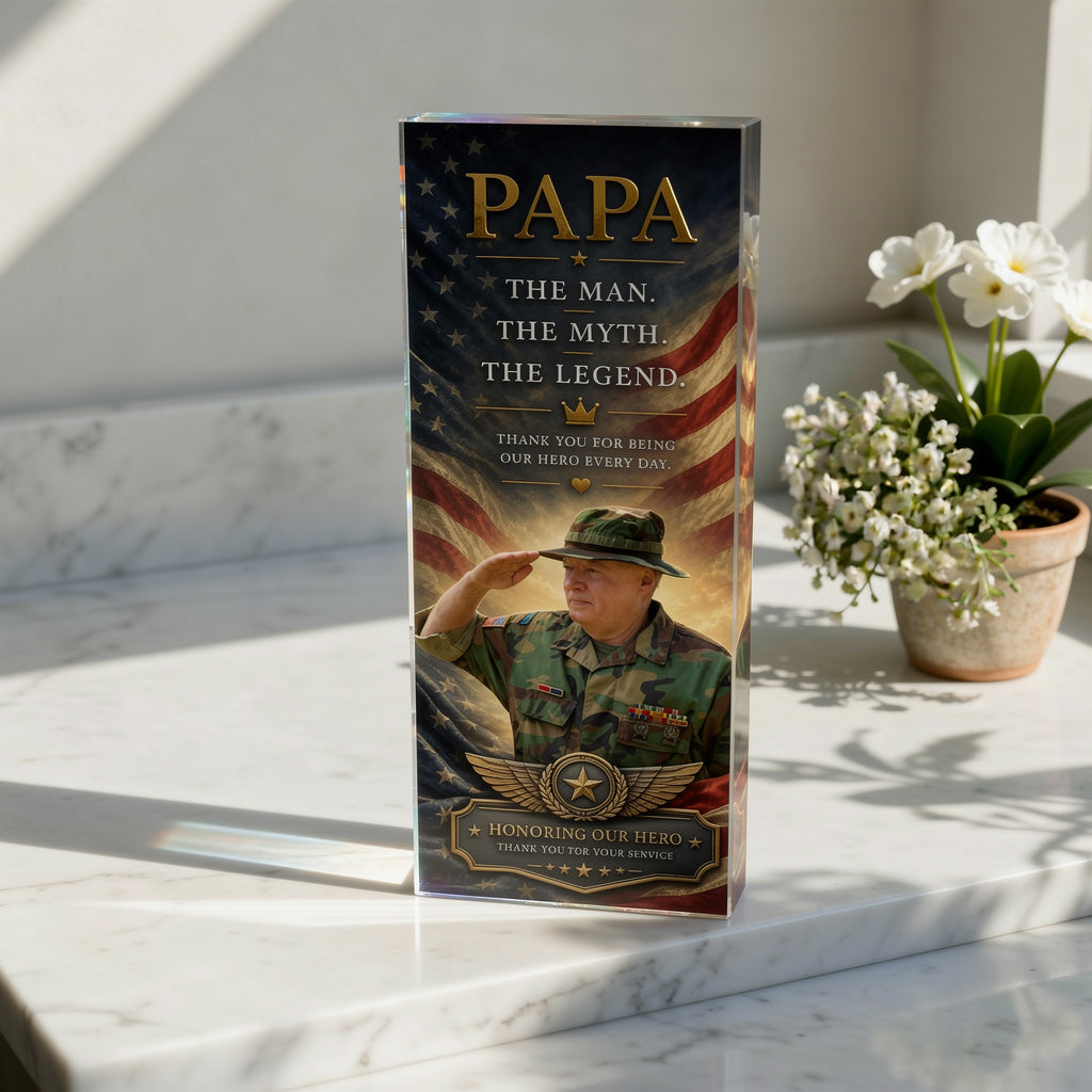 Personalized Acrylic Award Plaque for Veteran Dad, Grandpa