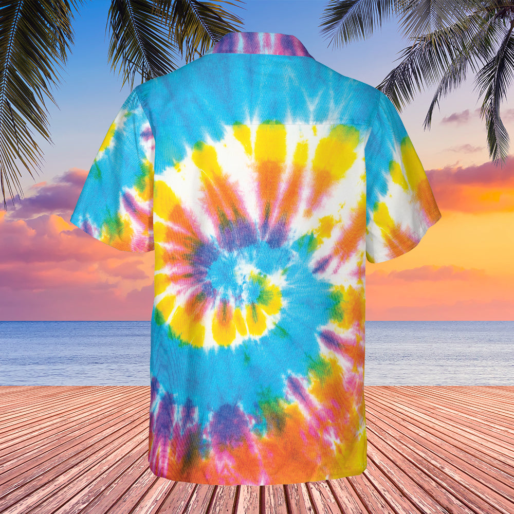 Custom Pet Face - Tie Dye Regular Fit Hawaiian Shirt