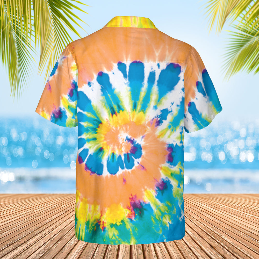 Custom Pet Face - Tie Dye Regular Fit Hawaiian Shirt