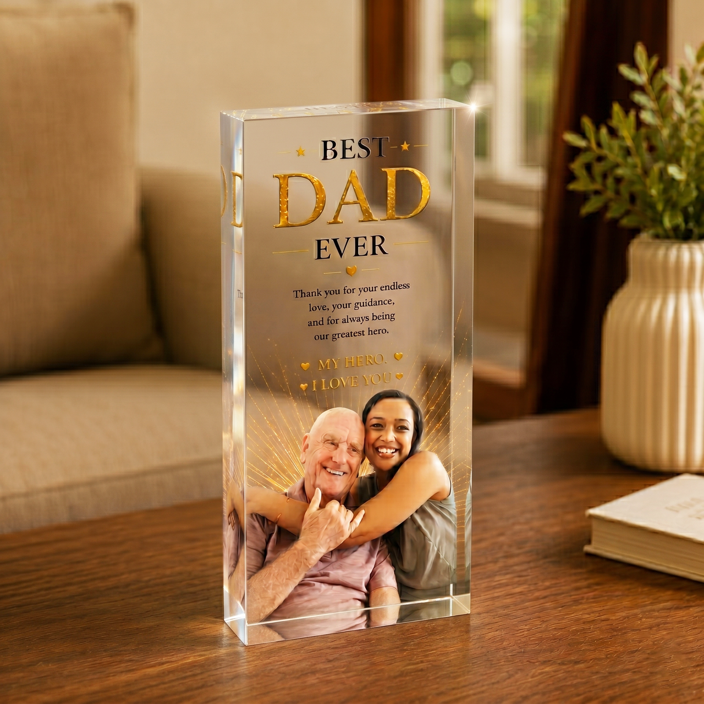 Best Dad Ever Custom Photo Acrylic Block Plaque