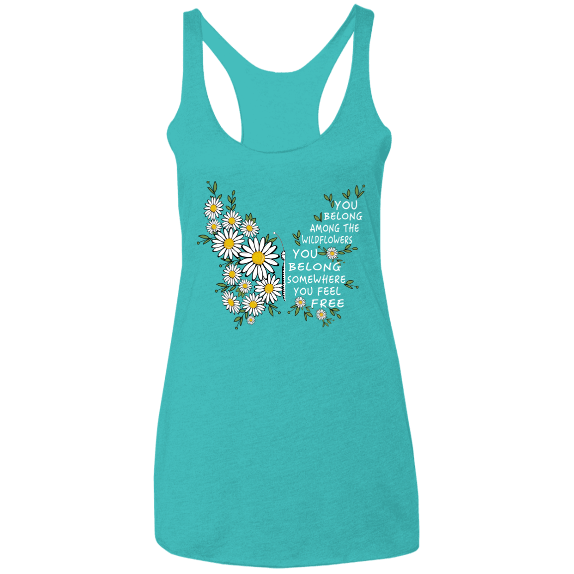 Wild Flowers Butterfly Ladies' Triblend Racerback Tank