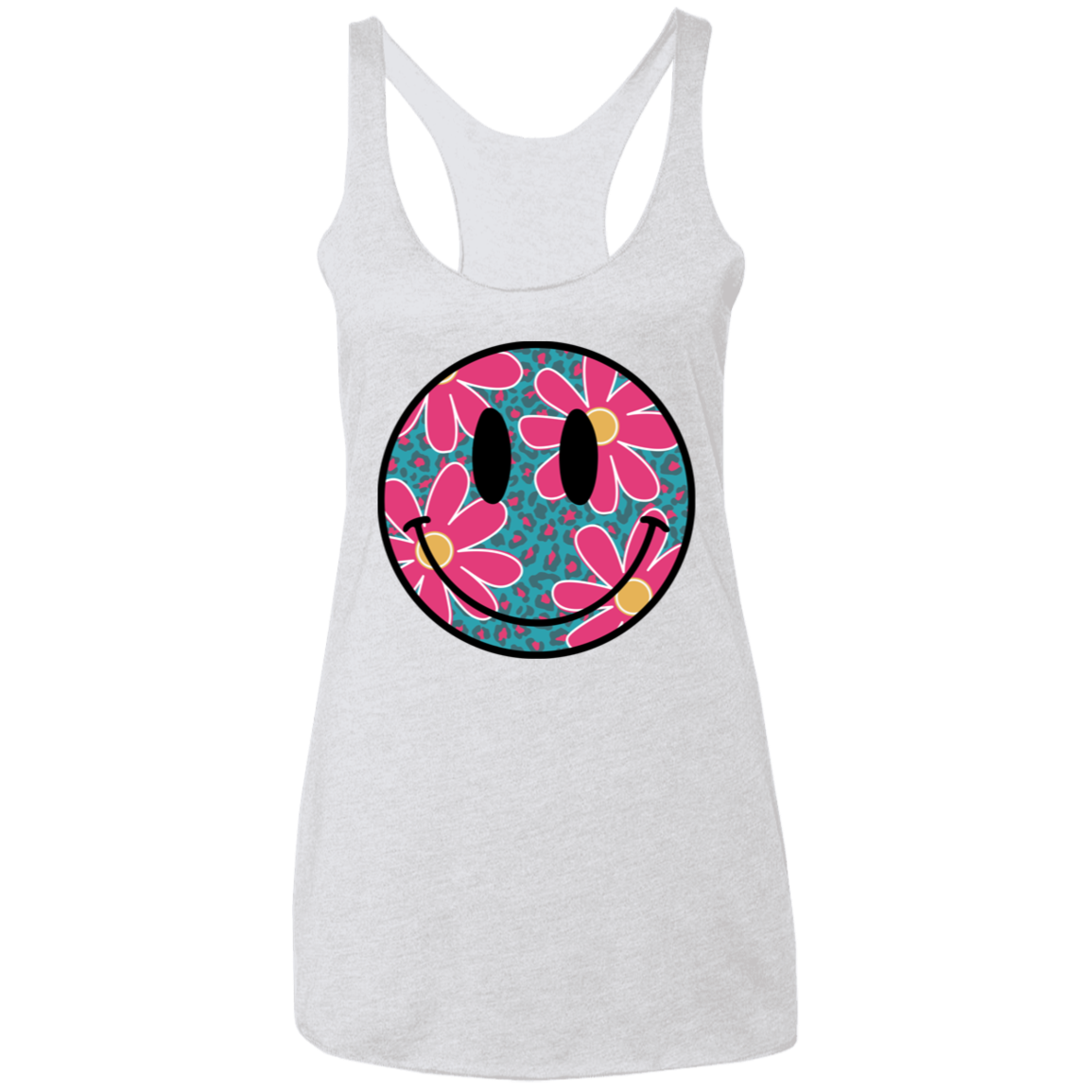 Daisy Smiley Face Ladies' Triblend Racerback Tank