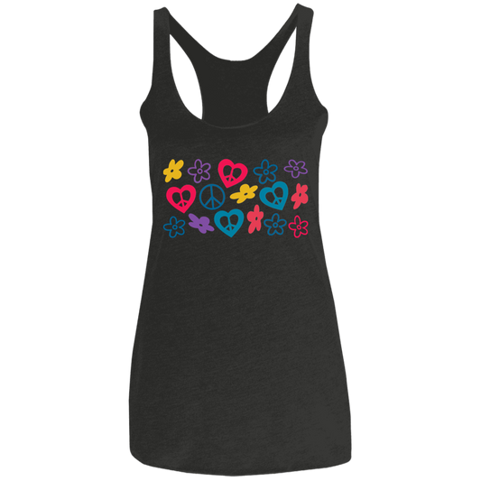 Peace Love Flowers Ladies' Triblend Racerback Tank