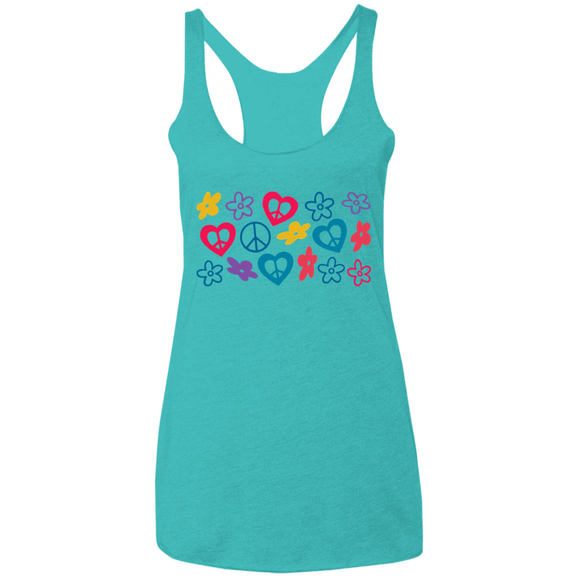 Peace Love Flowers Ladies' Triblend Racerback Tank