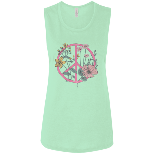 Hippie Flower Circle - Ladies' Flowy Muscle Tank