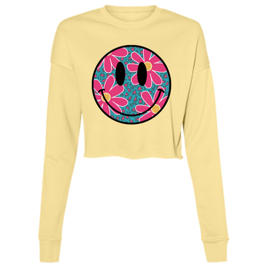 Daisy Smiley Face Ladies' Cropped Fleece Crew