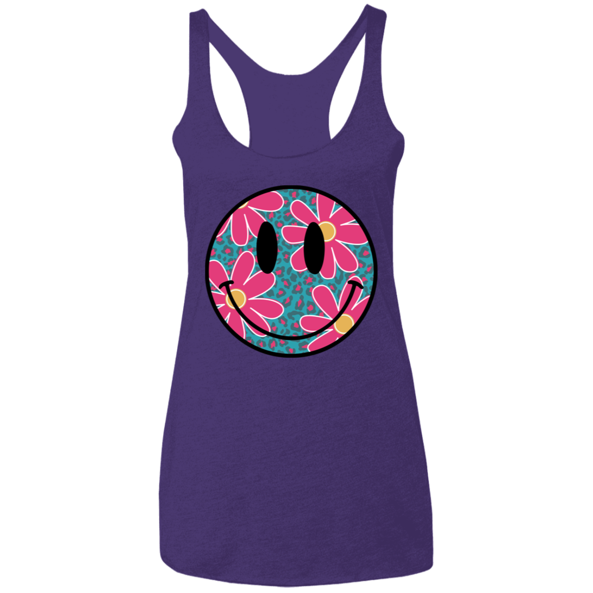 Daisy Smiley Face Ladies' Triblend Racerback Tank