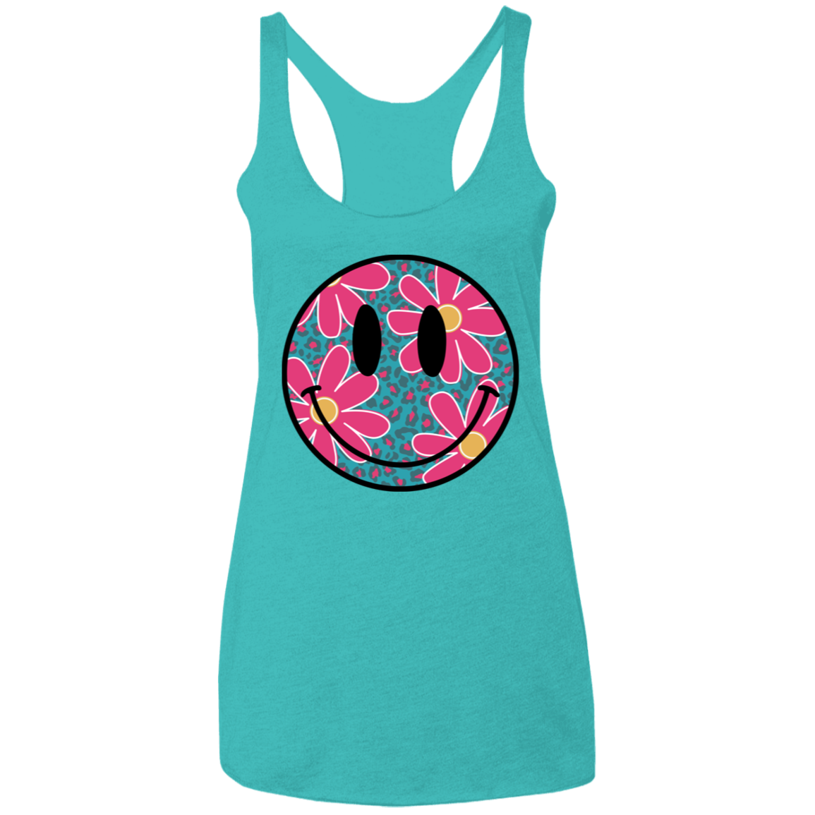 Daisy Smiley Face Ladies' Triblend Racerback Tank