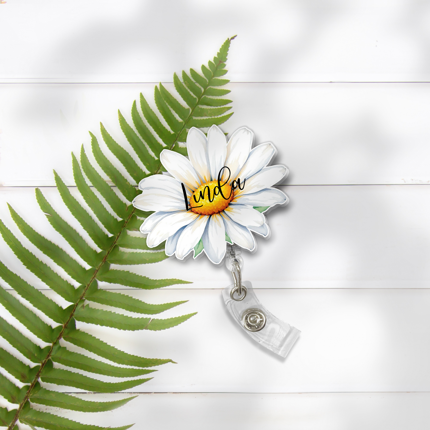 Custom Name Flower Badge Reel