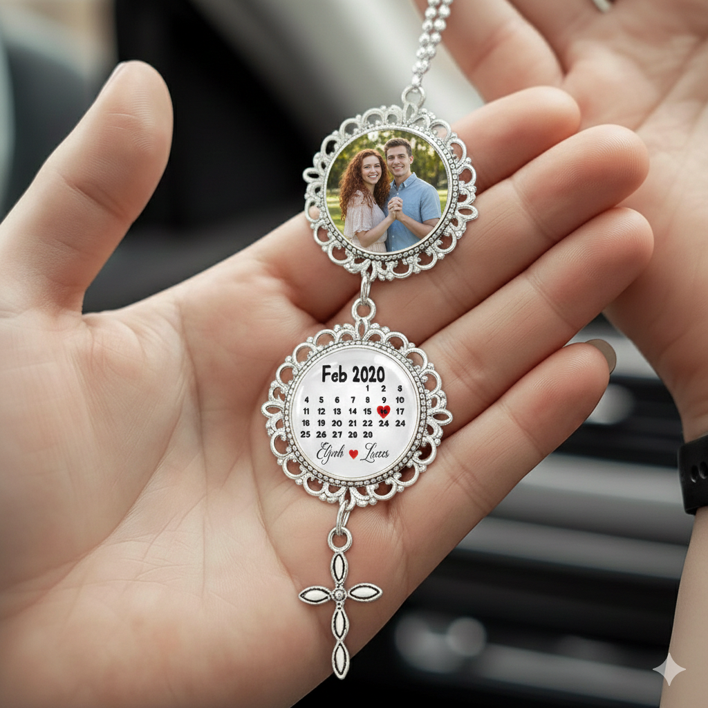 Personalized Photo Car Charm – Metal Anniversary Keepsake