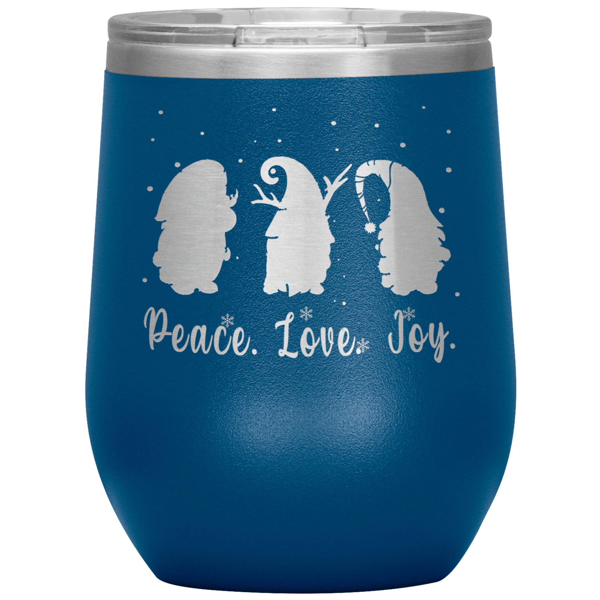 Gnomes_-_Peace_-_Love_-_Joy_Wine_Insulat_12oz_Wine_Tumbler_Blue_Mockup.png