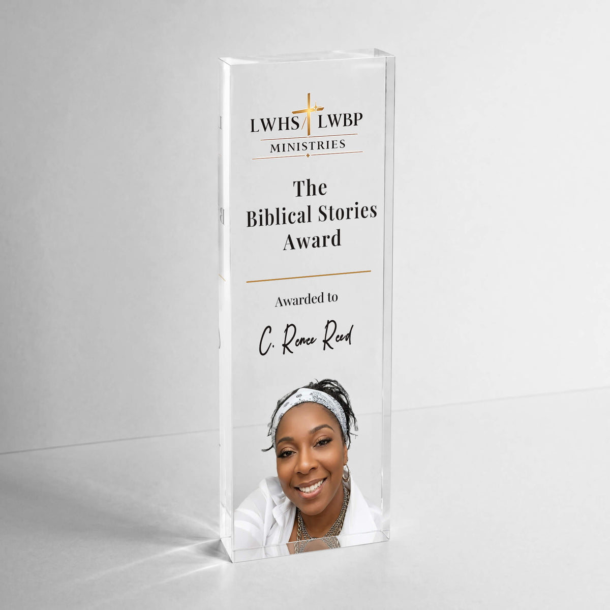 Personalized Clear Acrylic Award Plaque with Custom Base Design | Corporate Trophy