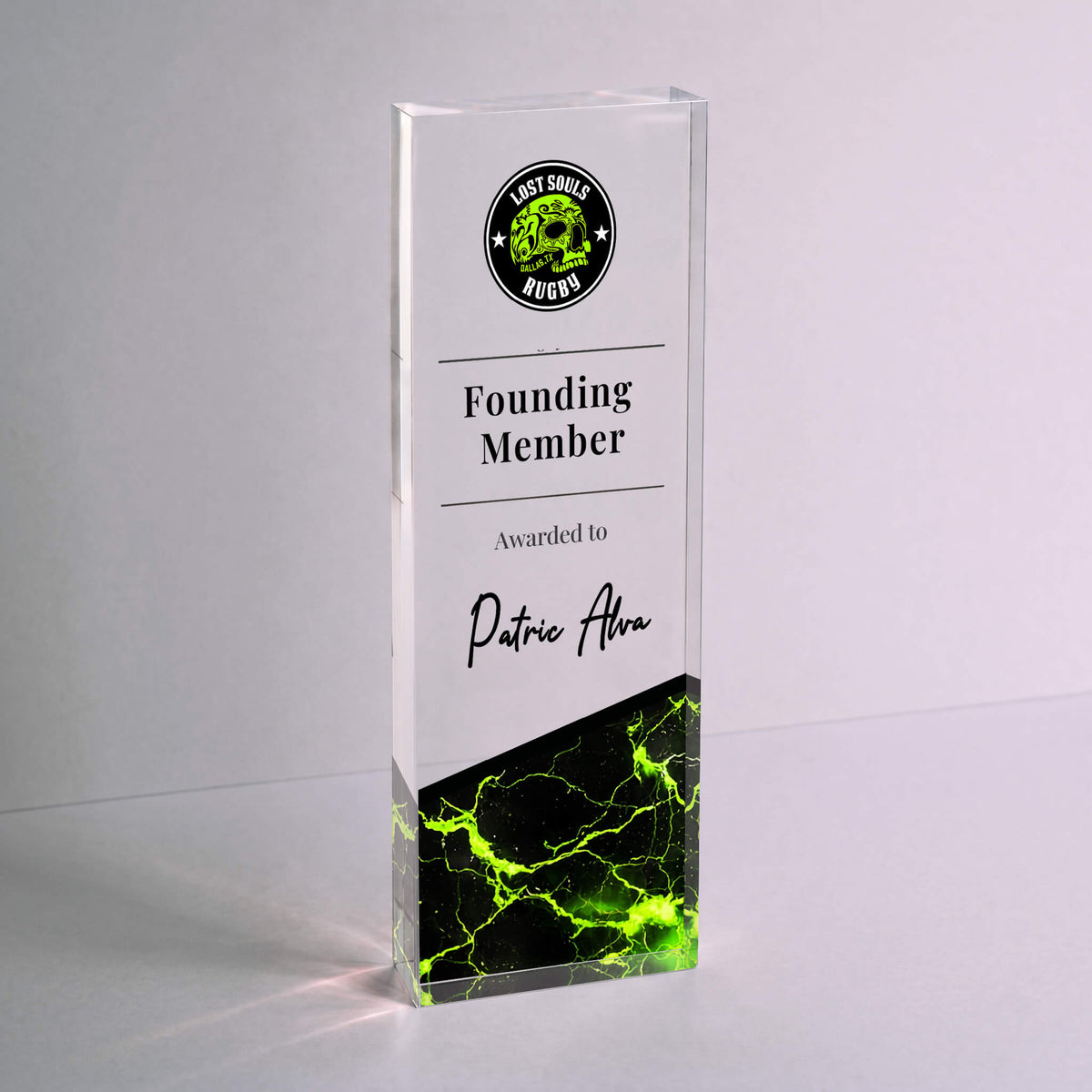 Personalized Clear Acrylic Award Plaque with Custom Base Design | Corporate Trophy