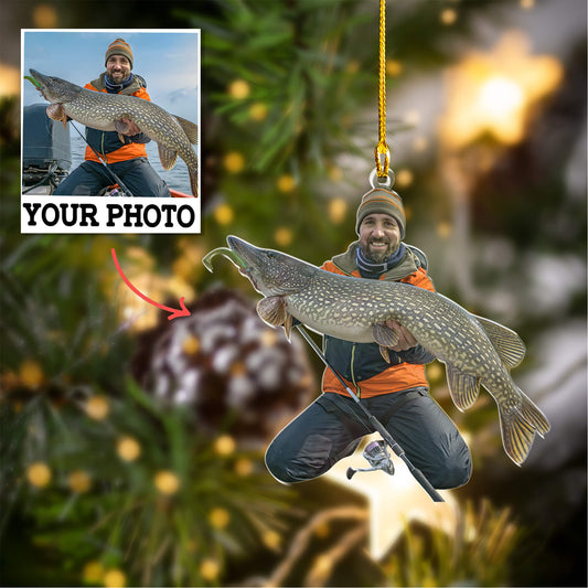 Personalized Double-Sided Acrylic Fishing Ornament - Delightful Christmas Gift for Fishing Enthusiasts, Friends, and Family