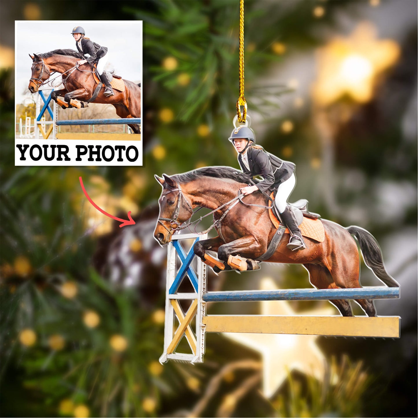 Personalized Double-Sided Acrylic Ornament - Horseback Riding Ornaments - Christmas Gift for Friends and Family