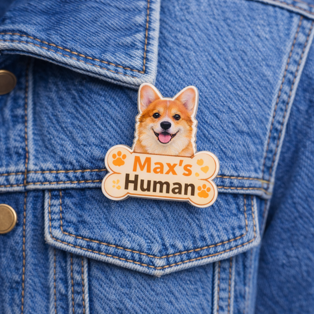 Personalized Pet Mom & Pet Dad Acrylic Pin – Custom Dog & Cat Portrait Gift for Mother’s Day