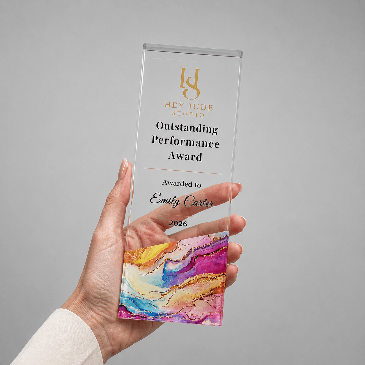 Personalized Clear Acrylic Award Plaque | Custom Corporate Trophy