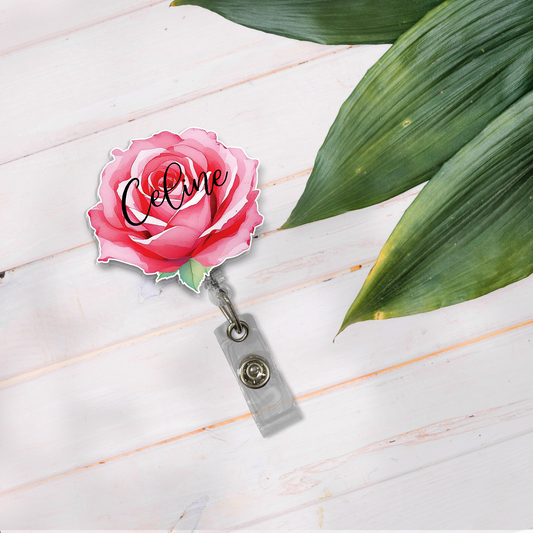 Custom Name Rose Badge Reel