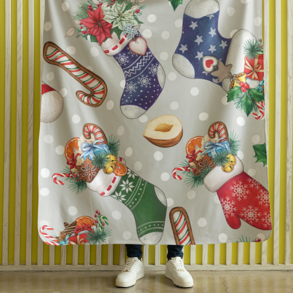 Watercolor Christmas Fleece Blanket