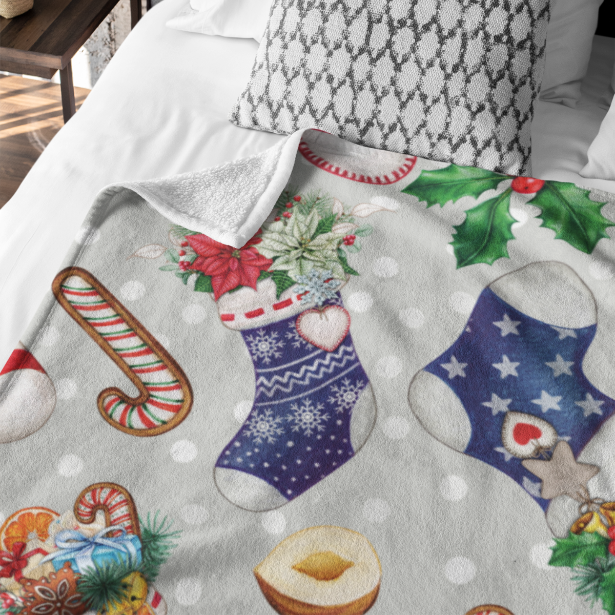 Watercolor Christmas Fleece Blanket