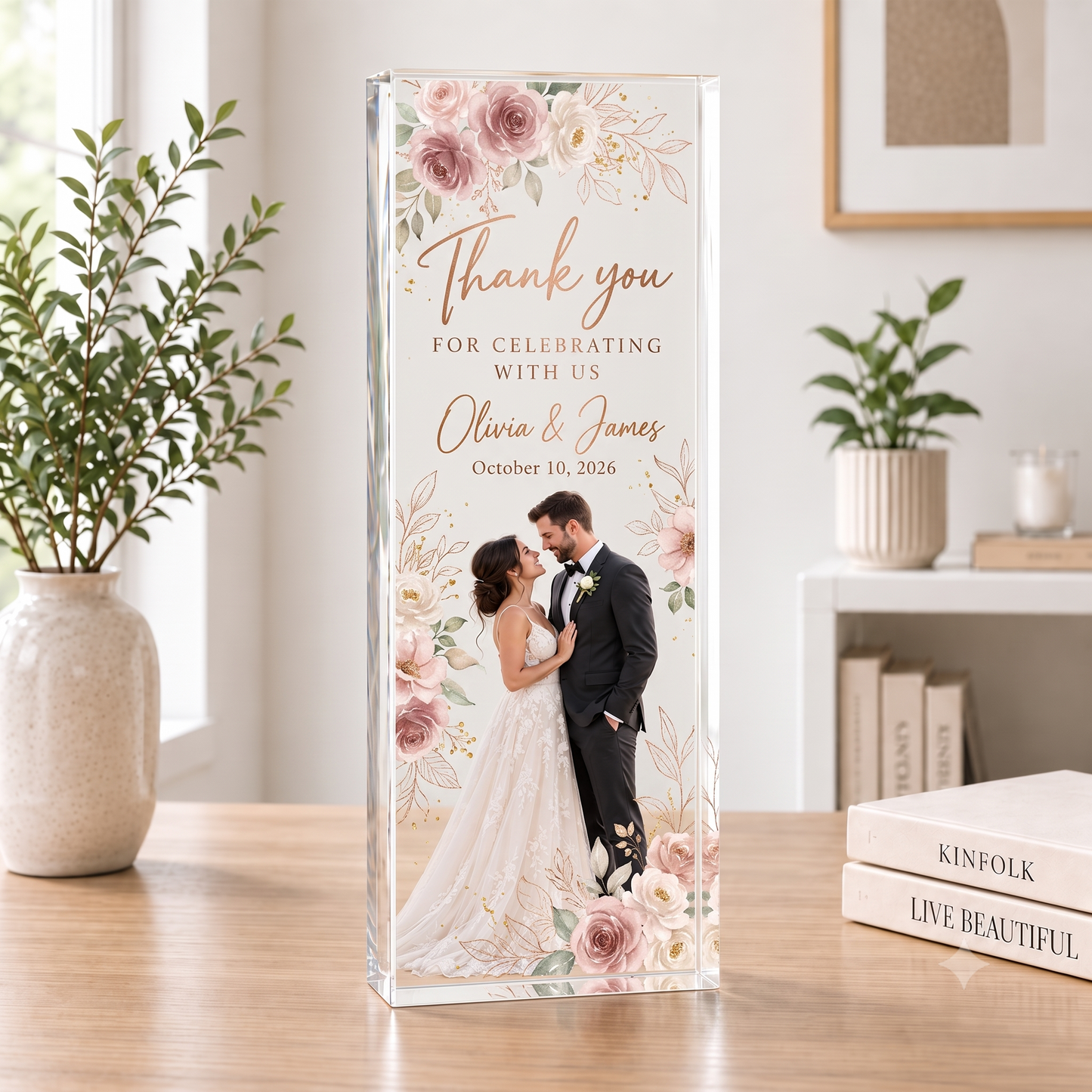Personalized Wedding Thank You Plaque | Clear Acrylic Keepsake