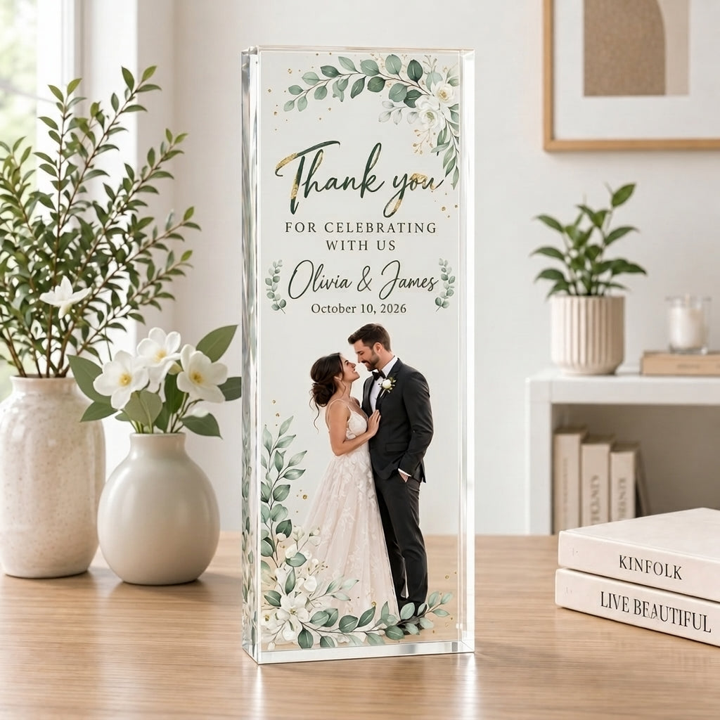 Personalized Wedding Thank You Plaque | Clear Acrylic Keepsake