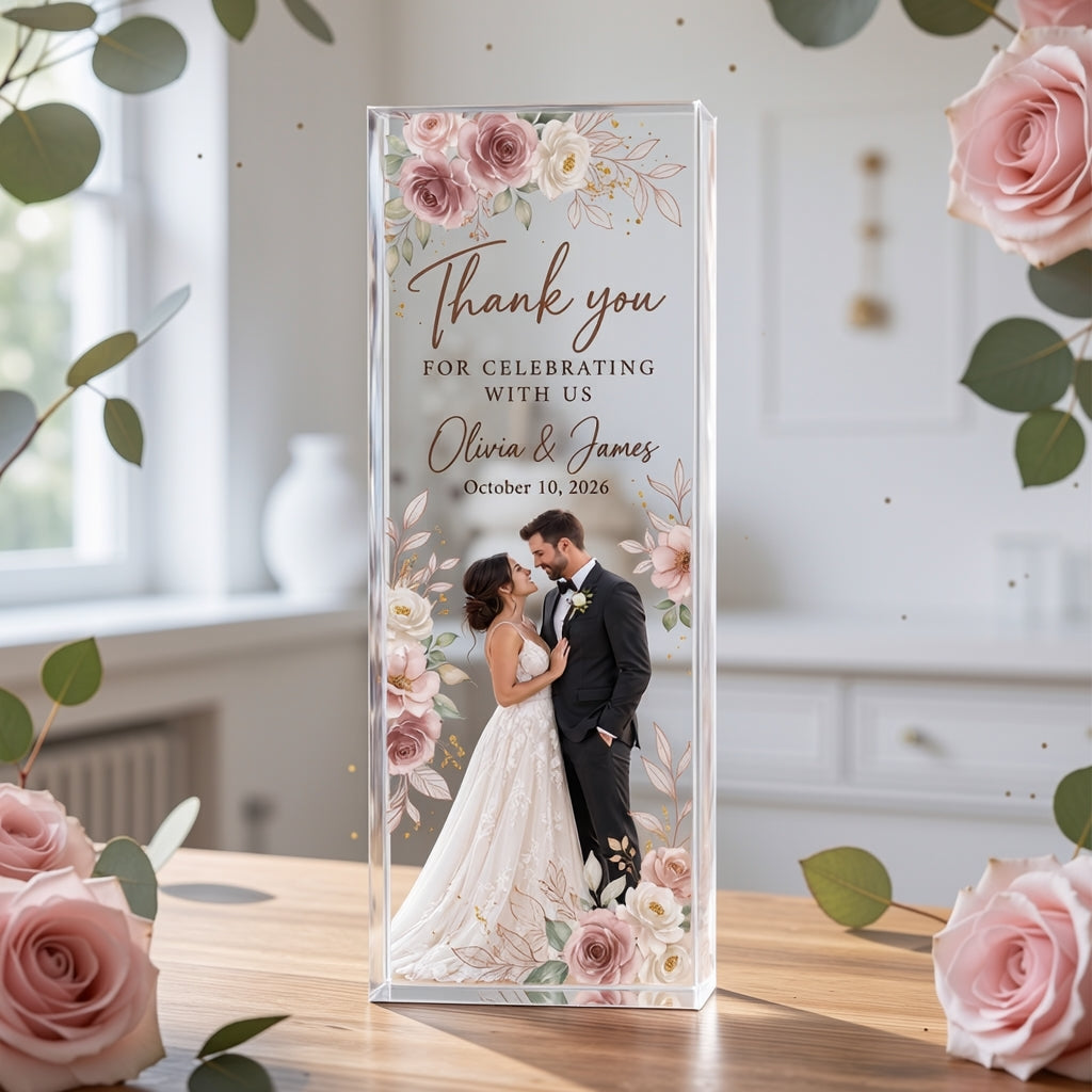Personalized Wedding Thank You Plaque | Clear Acrylic Keepsake