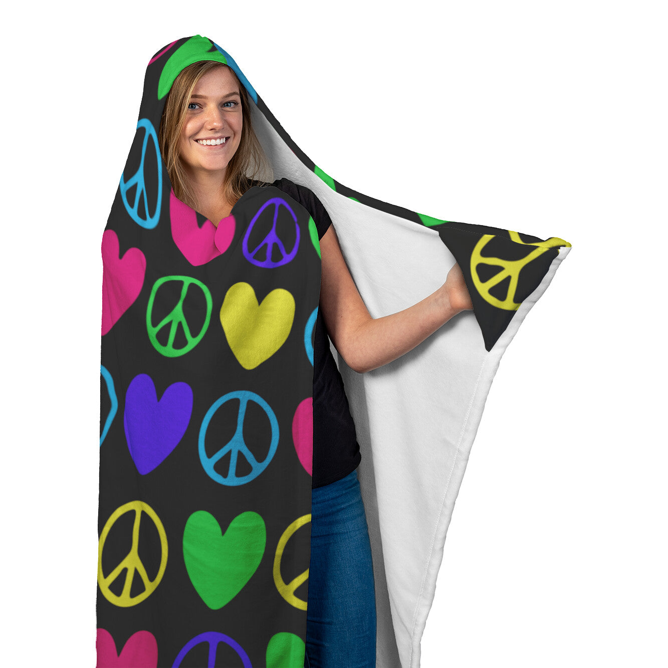 Peace And Love Hooded Blanket 