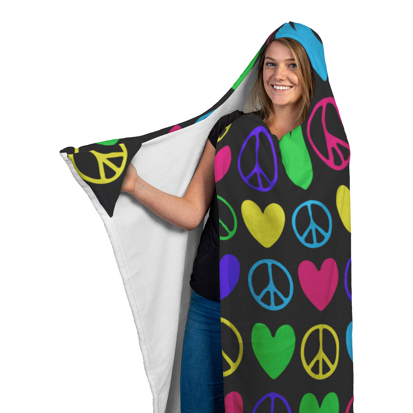Peace And Love Hooded Blanket 