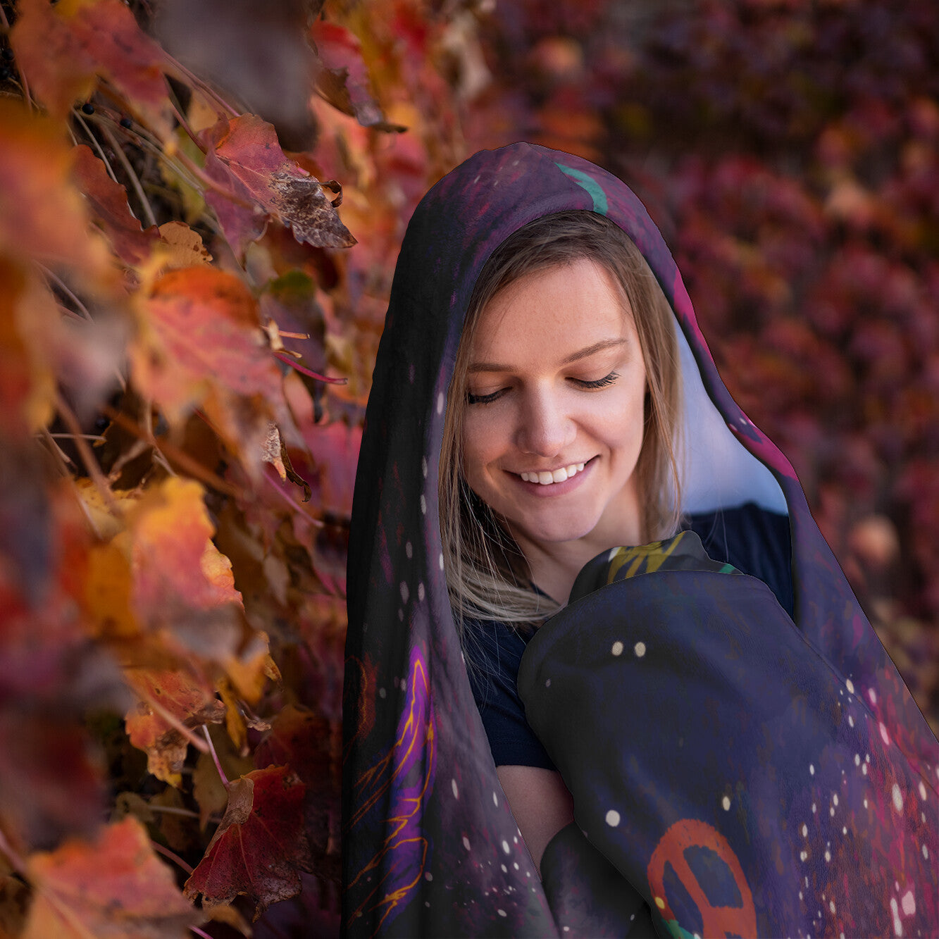 Peace Wings Hooded Blanket 