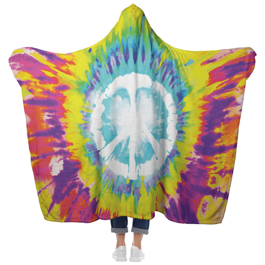 Printed Tie Dye Hooded Blanket