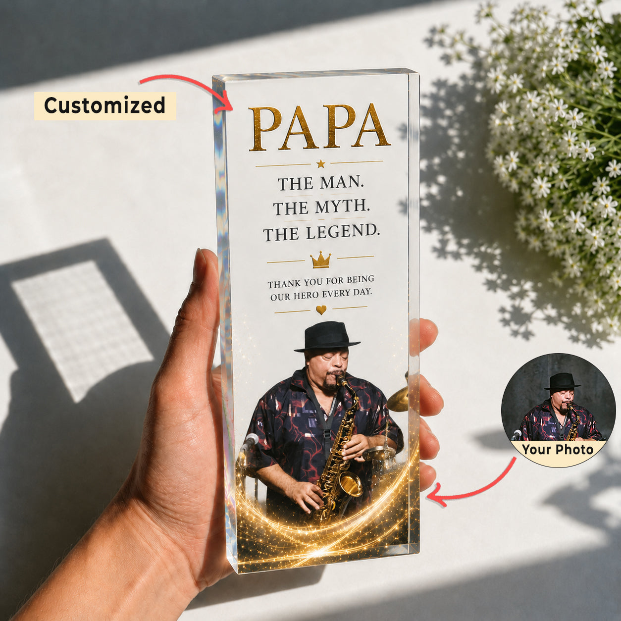 Personalized Acrylic Award Plaque for Dad, Grandpa or Papa with Photo