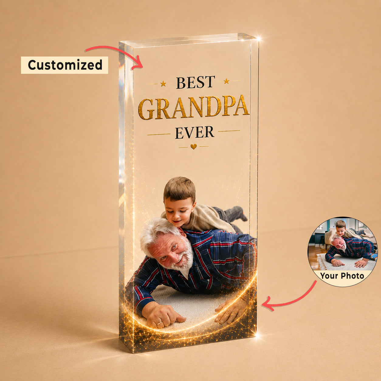 Best Dad Ever Custom Photo Acrylic Block Plaque