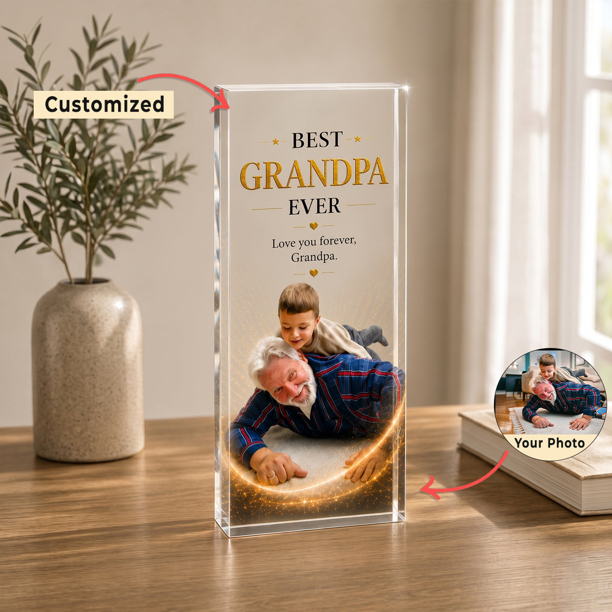 Best Dad Ever Custom Photo Acrylic Block Plaque