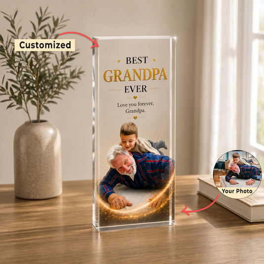 Best Dad Ever Custom Photo Acrylic Block Plaque