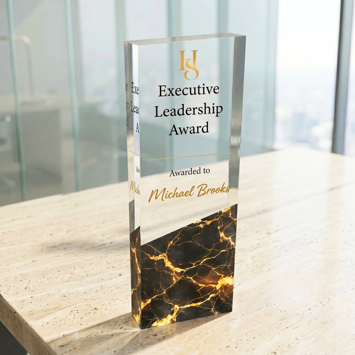 Personalized Clear Acrylic Award Plaque | Custom Corporate Trophy