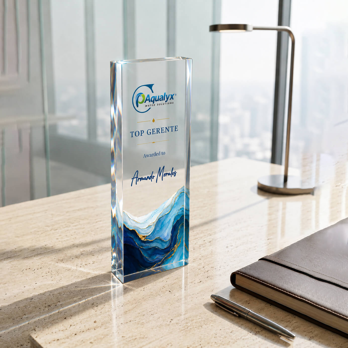 Personalized Clear Acrylic Award Plaque | Custom Corporate Trophy