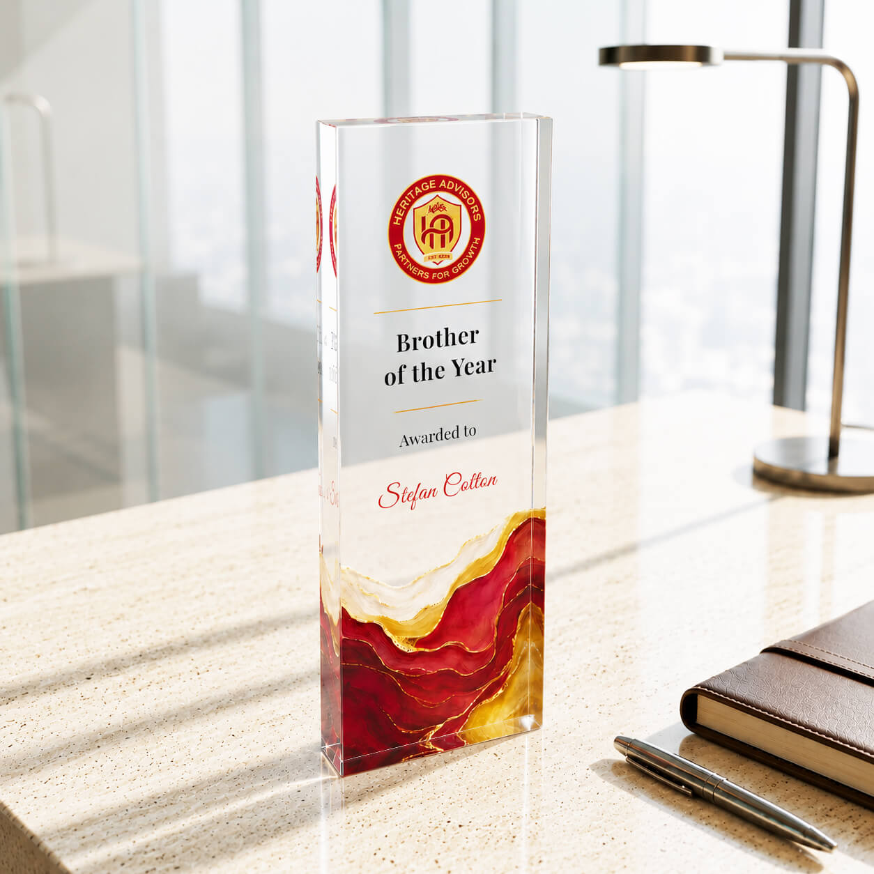 Personalized Clear Acrylic Award Plaque | Custom Corporate Trophy