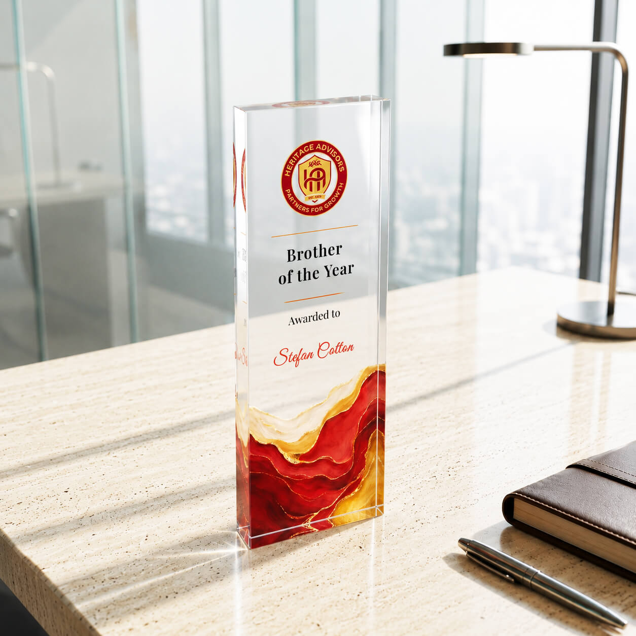 Personalized Clear Acrylic Award Plaque | Custom Corporate Trophy