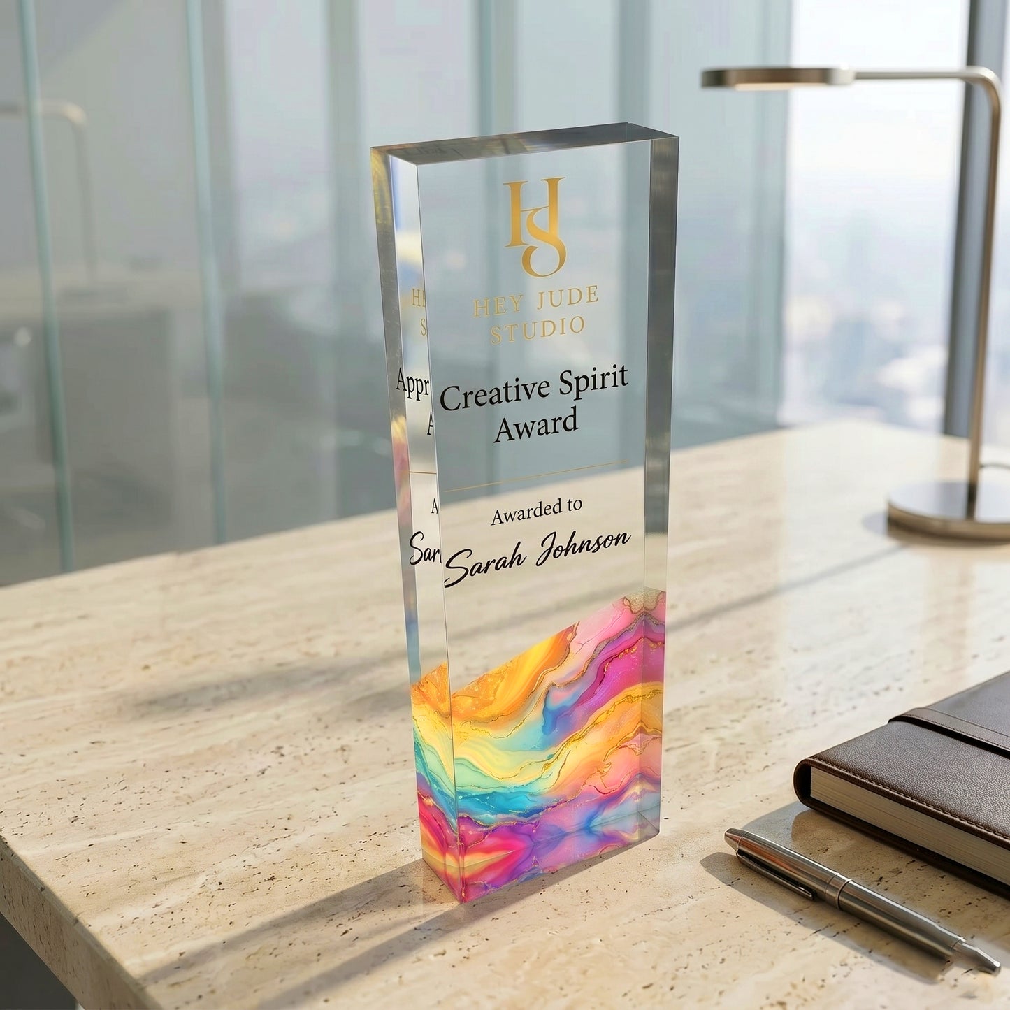 Personalized Clear Acrylic Award Plaque | Custom Corporate Trophy