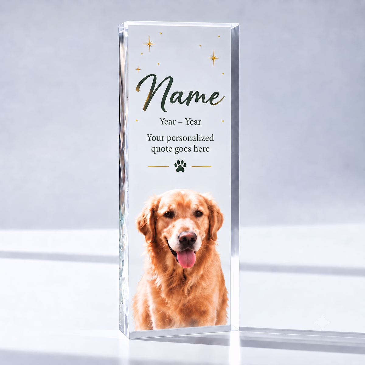 Personalized Pet Memorial Plaque | Clear Acrylic Keepsake