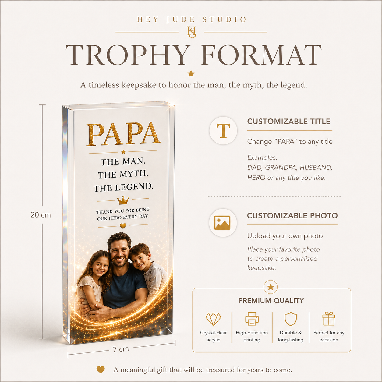 Personalized Acrylic Award Plaque for Dad, Grandpa or Papa with Photo