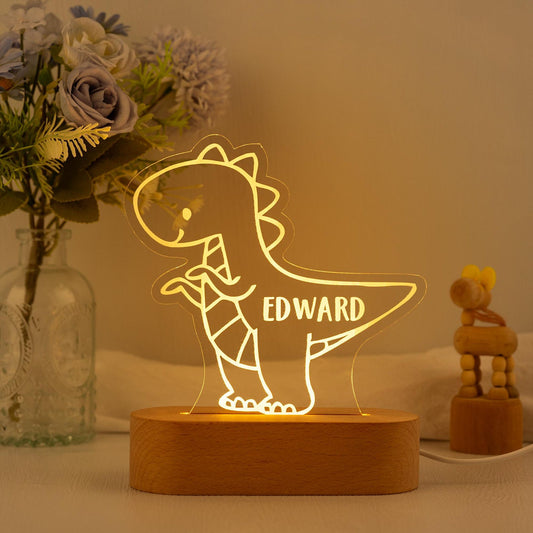 Personalized Dinosaur Night Light – Custom Name Lamp for Kids, Cute Nursery Decor, Baby’s First Birthday or Newborn Shower Gift