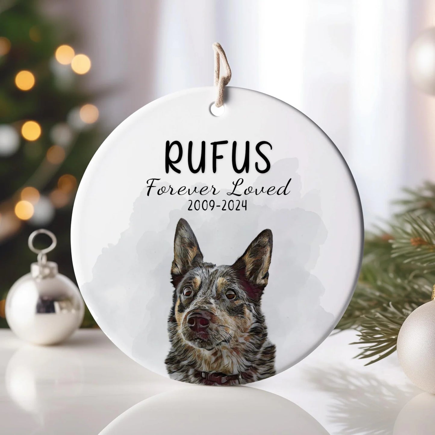 Custom Ceramic Portrait Ornament – Personalized Photo Gift for Pets & Loved Ones